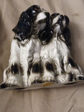 Cocker Spaniel Ceramic Dog Black/White Japan Vintage